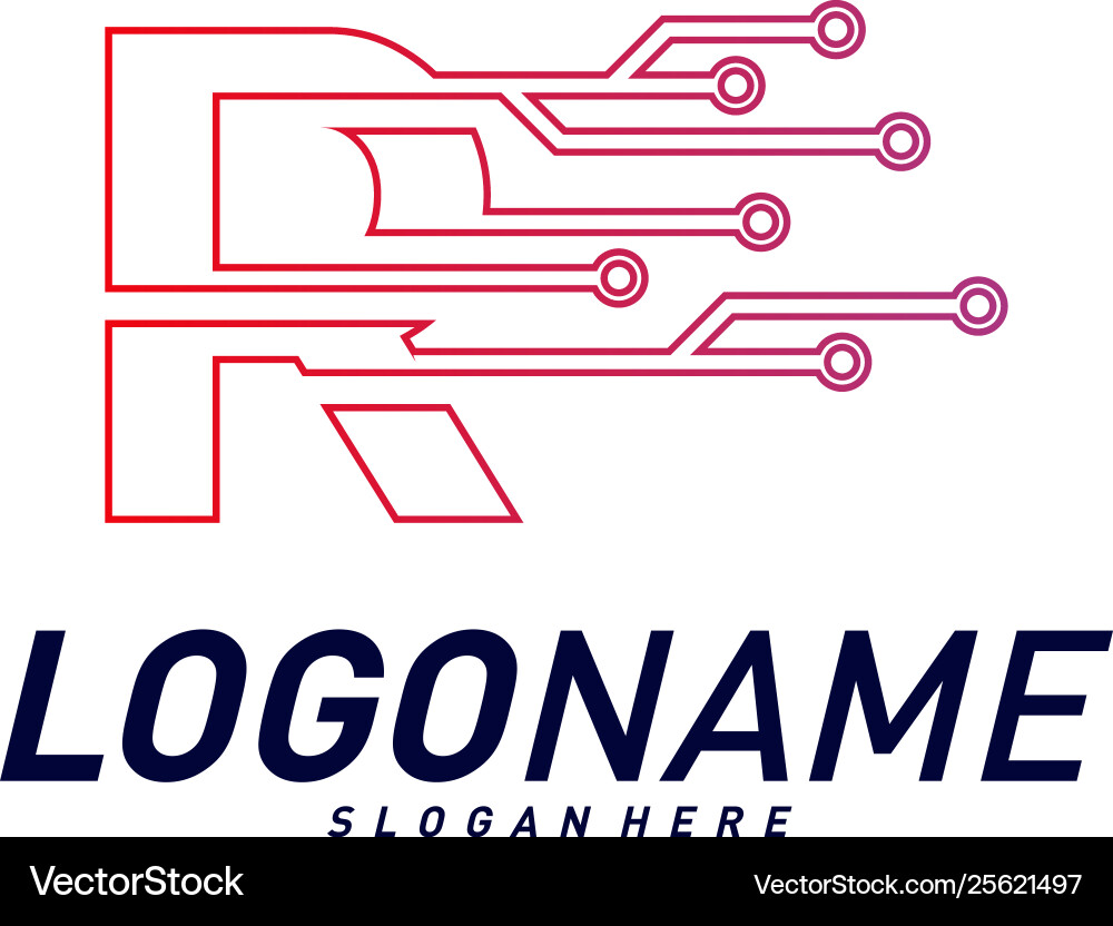Font with technology logo design concepts Vector Image