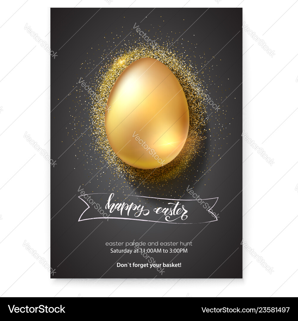 Golden egg on glittering dust for celebration vector image