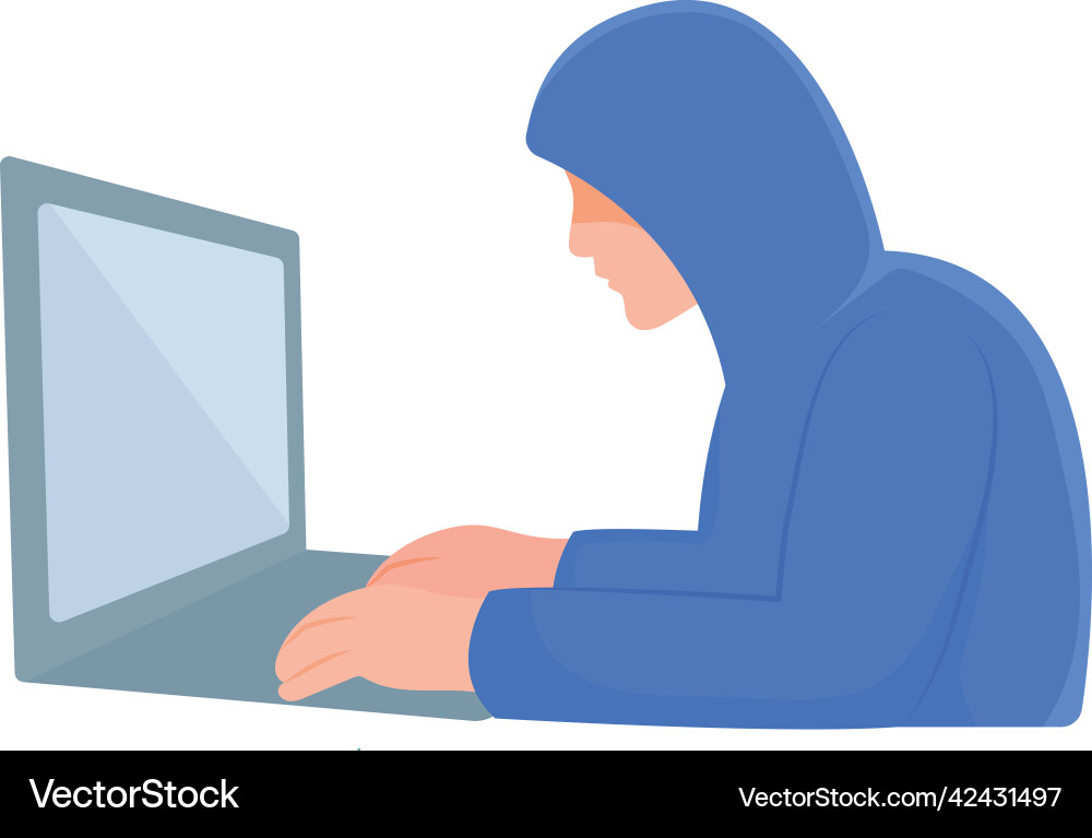 Hacker mit Laptop Computer Design Vektorbild