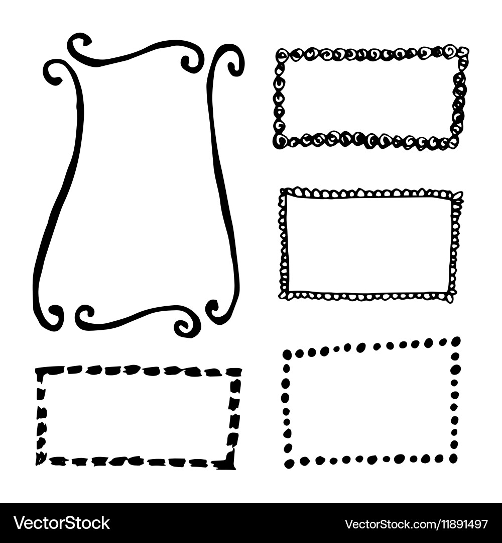 Hand drawn rectangle frames set vector image