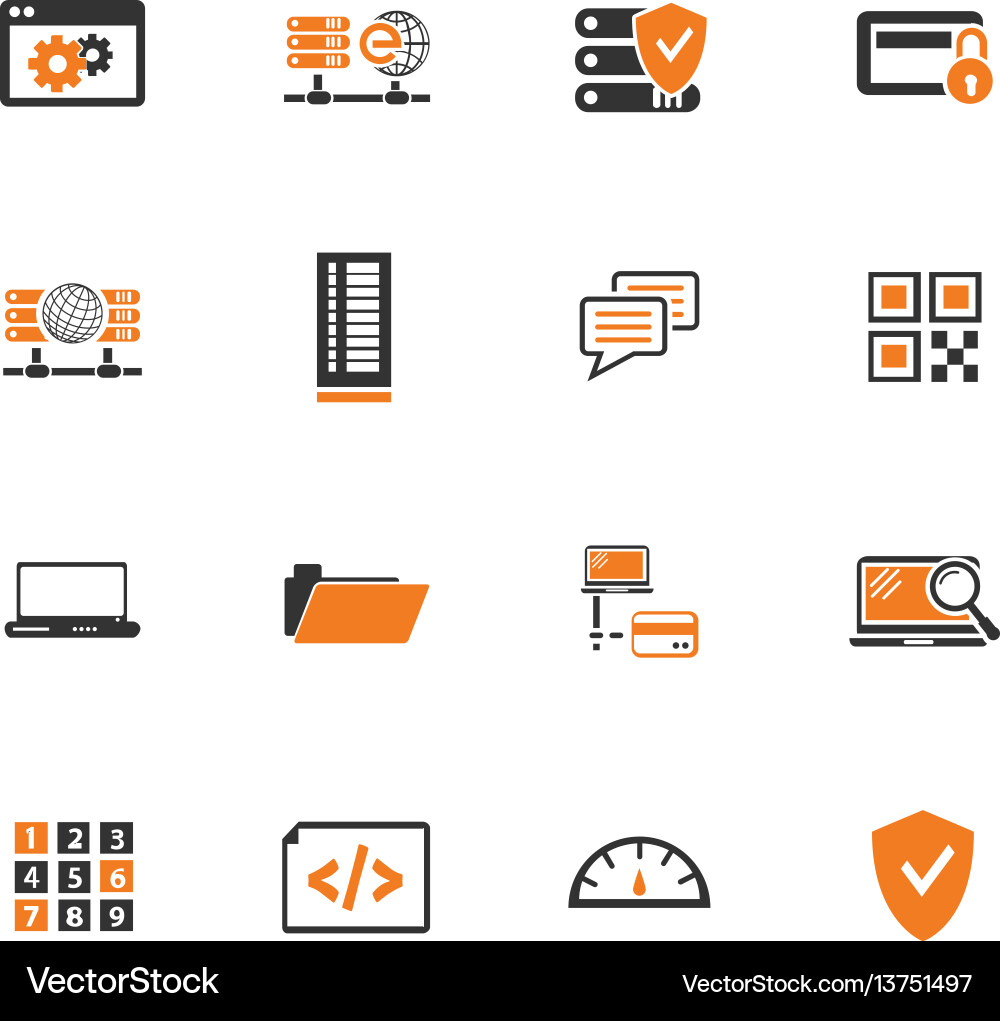 Internet server network icons set Internet server network icons set Vector Image