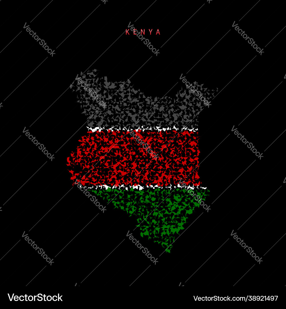 Kenya flag map chaotic particles pattern Kenya flag map chaotic particles pattern vector image