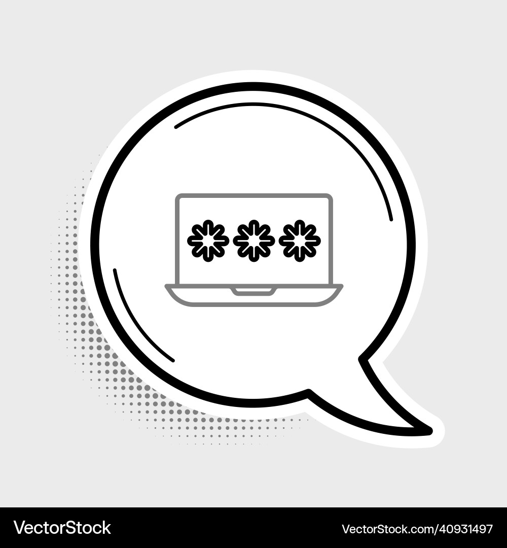 Line laptop with password notification icon Line laptop with password notification icon vector image