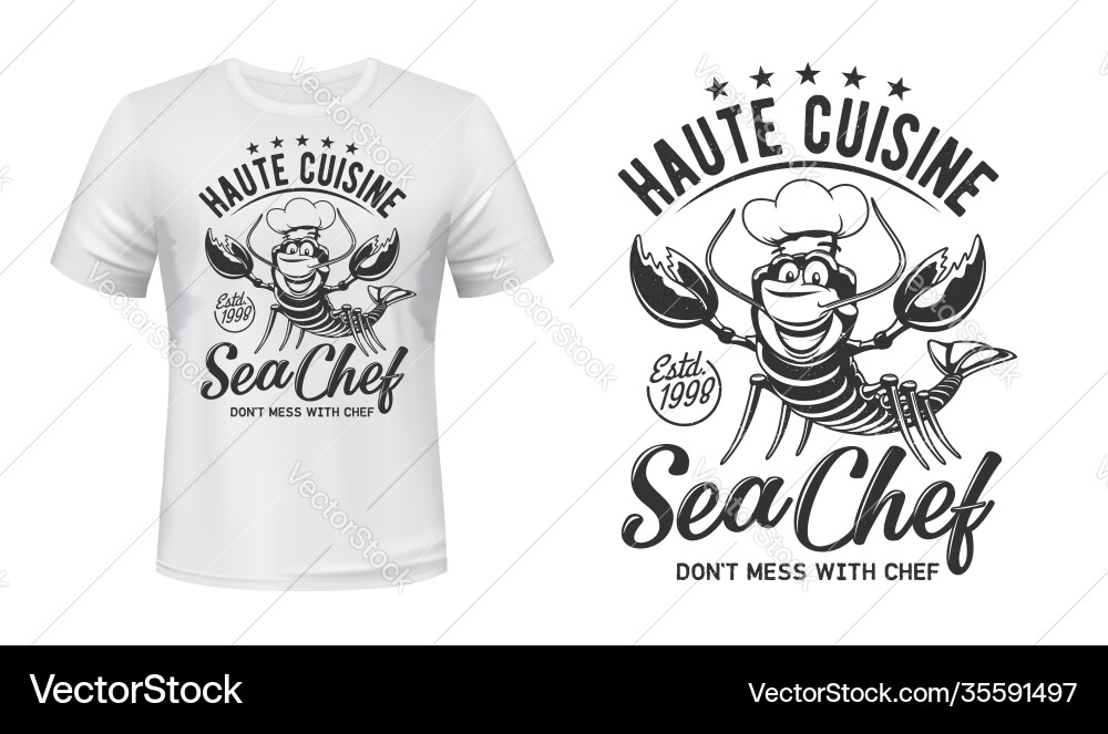 Lobster crab t-shirt print mockup chef cuisine vector image