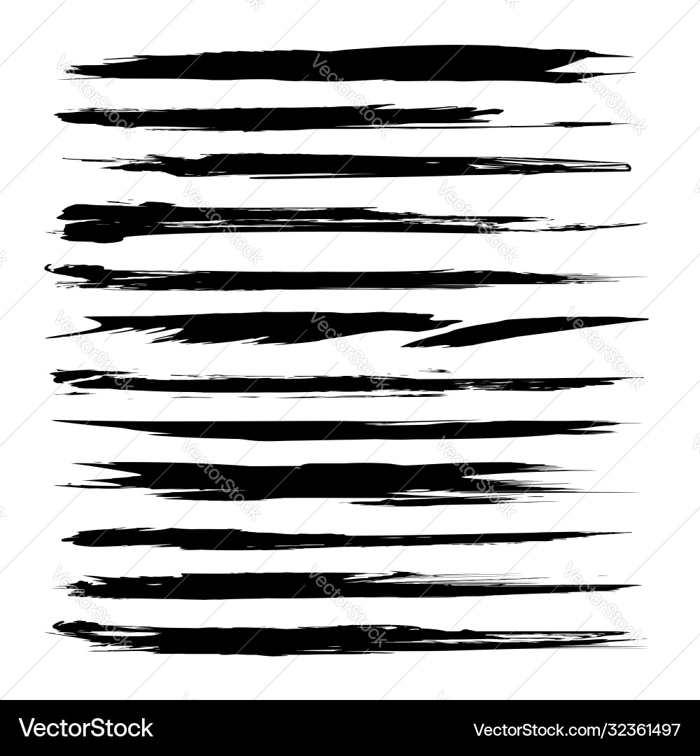 Long thin textured thick black abstract smears Long thin textured thick black abstract smears vector image