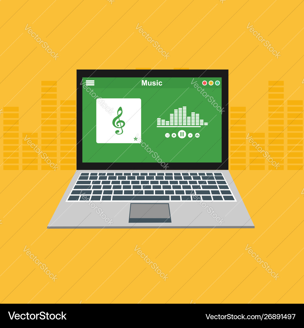 Media player application app template with flat Media player application app template with flat Vector Image