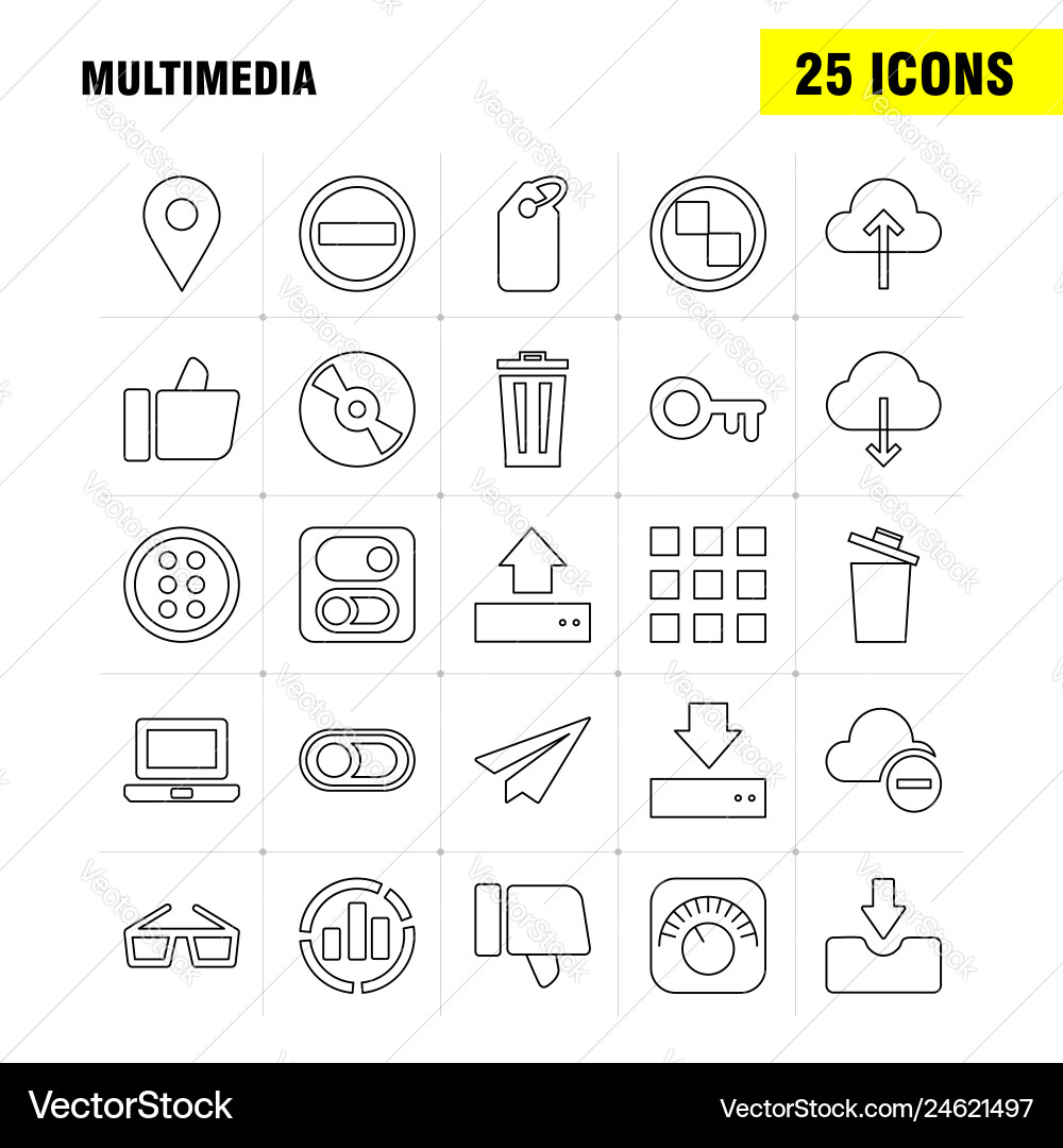Multimedia line icon for web print and mobile Multimedia line icon for web print and mobile vector image