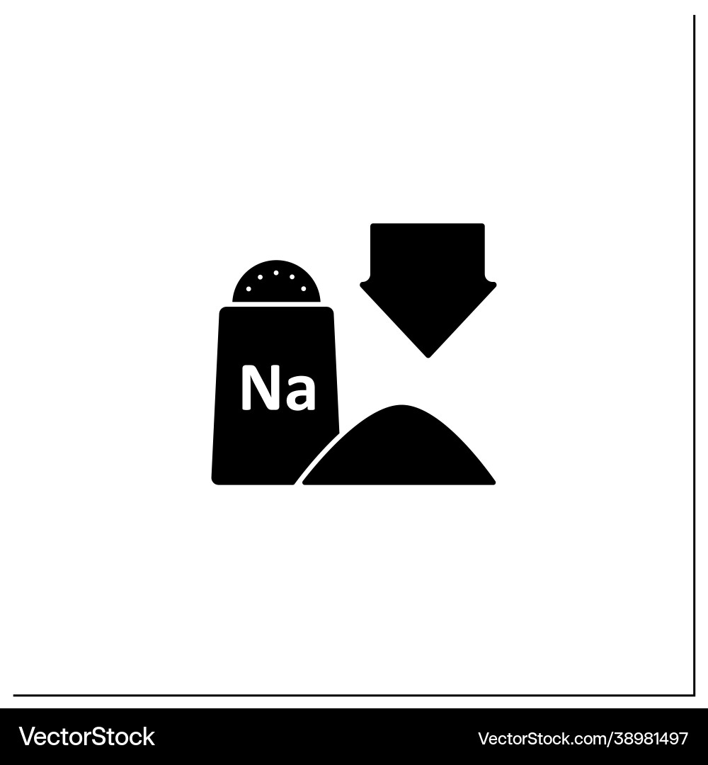 Niedriges Natriumglyphen-Symbol Niedriges Natriumglyphen-Symbol vektorbild