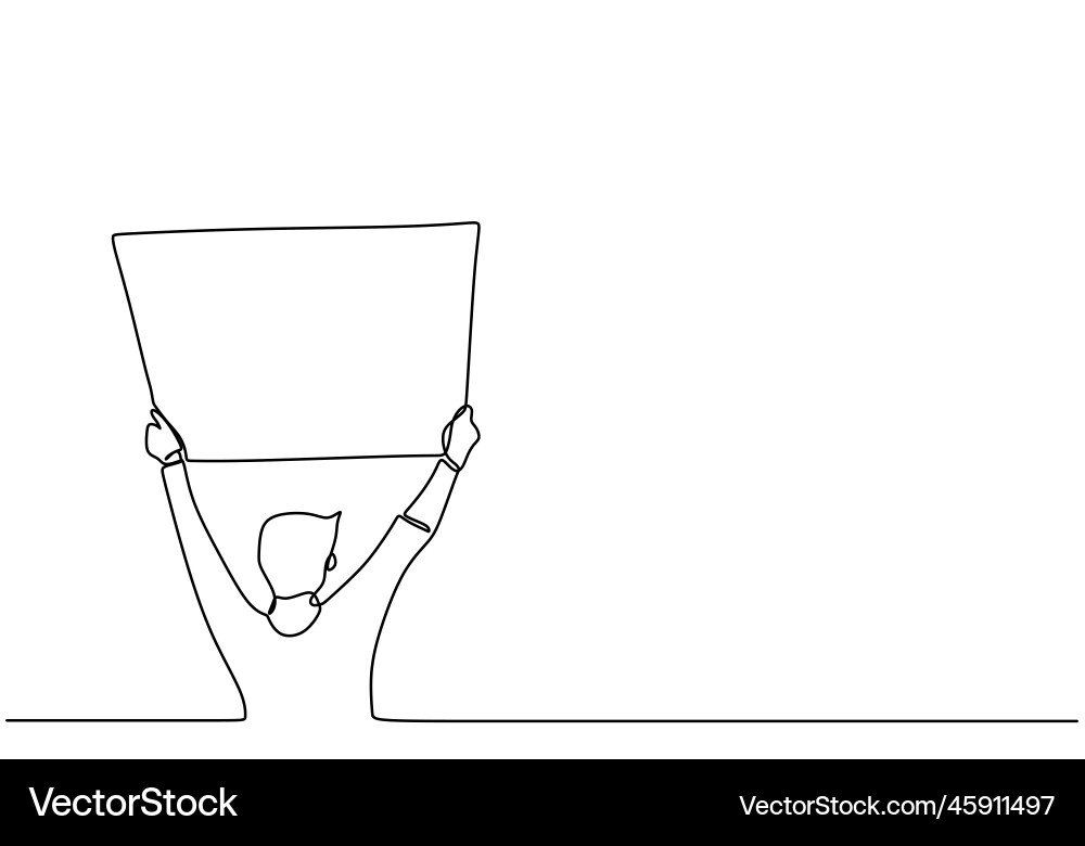 One continuous line drawing of a protester One continuous line drawing of a protester vector image