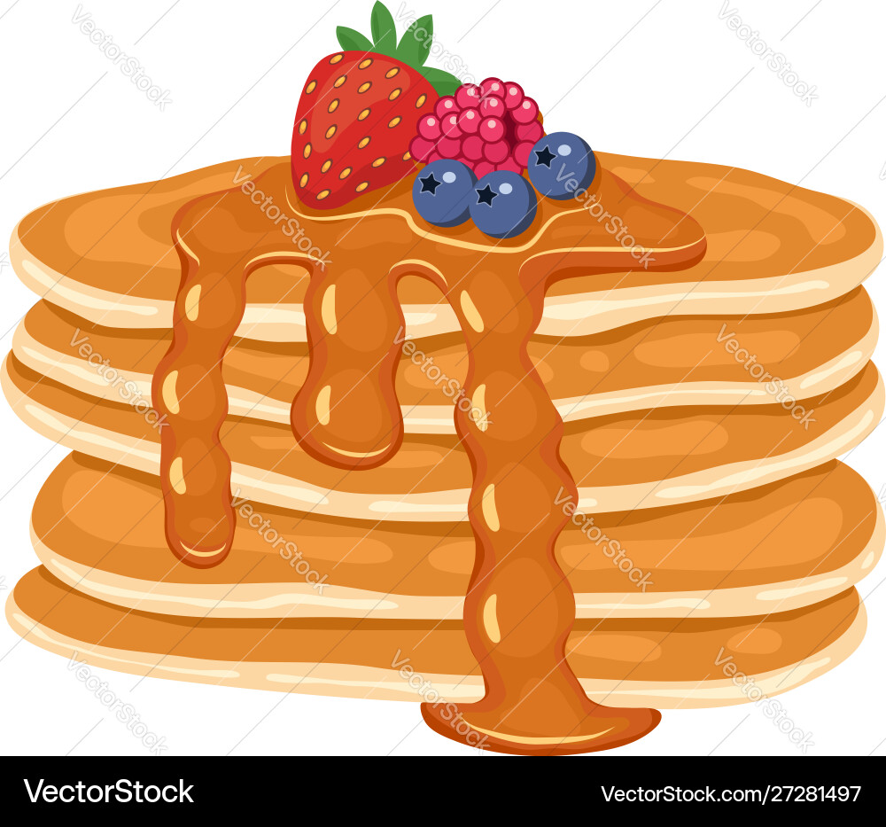 Pancake Stack with Berries Vector Image