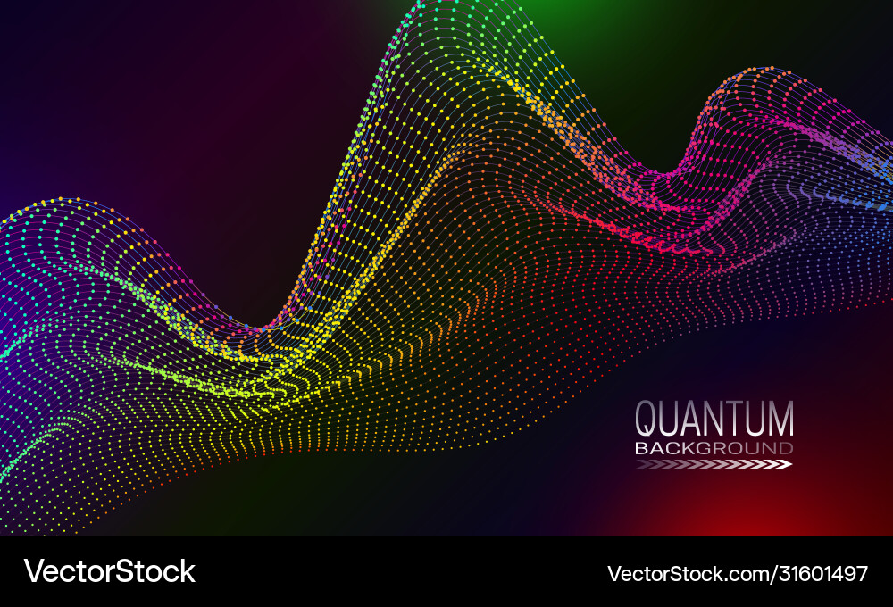 Quantum background design with iridescent dots vector image