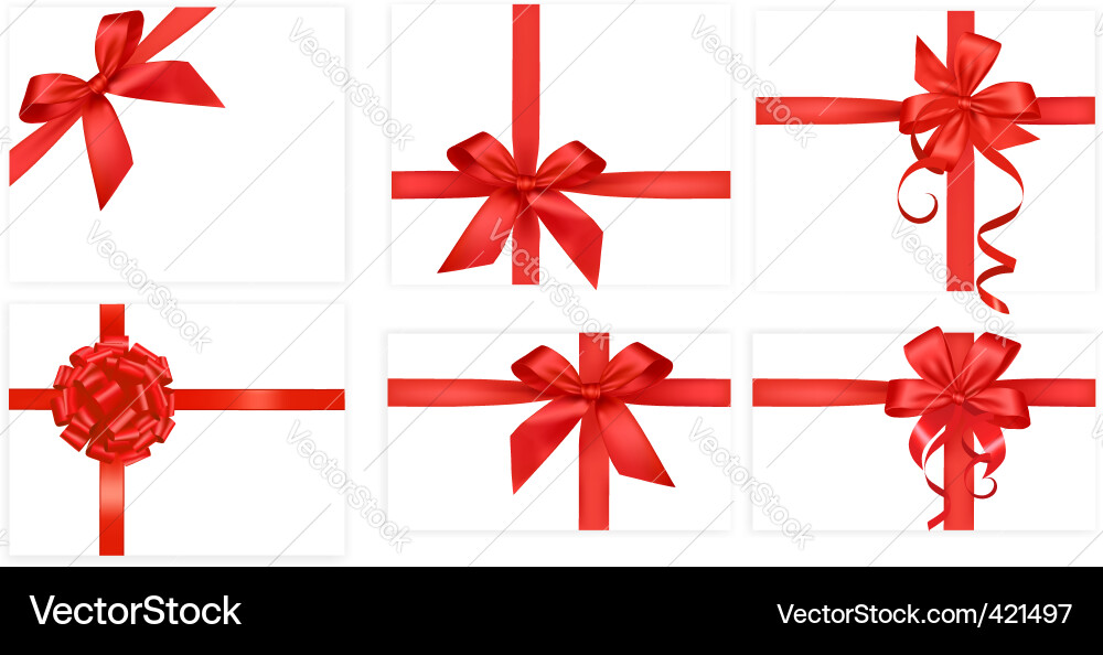 Red Gift Bows Collection Vector Image