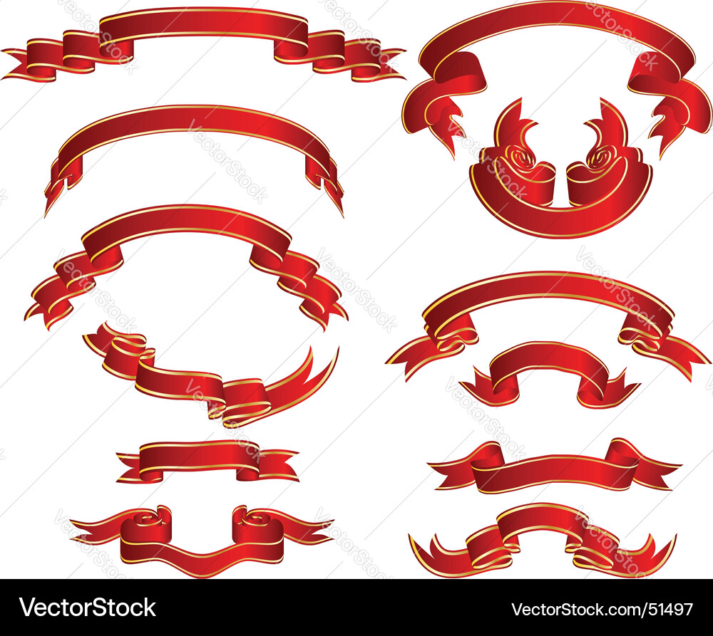 Red ribbons set Royalty Free Vector Image - VectorStock