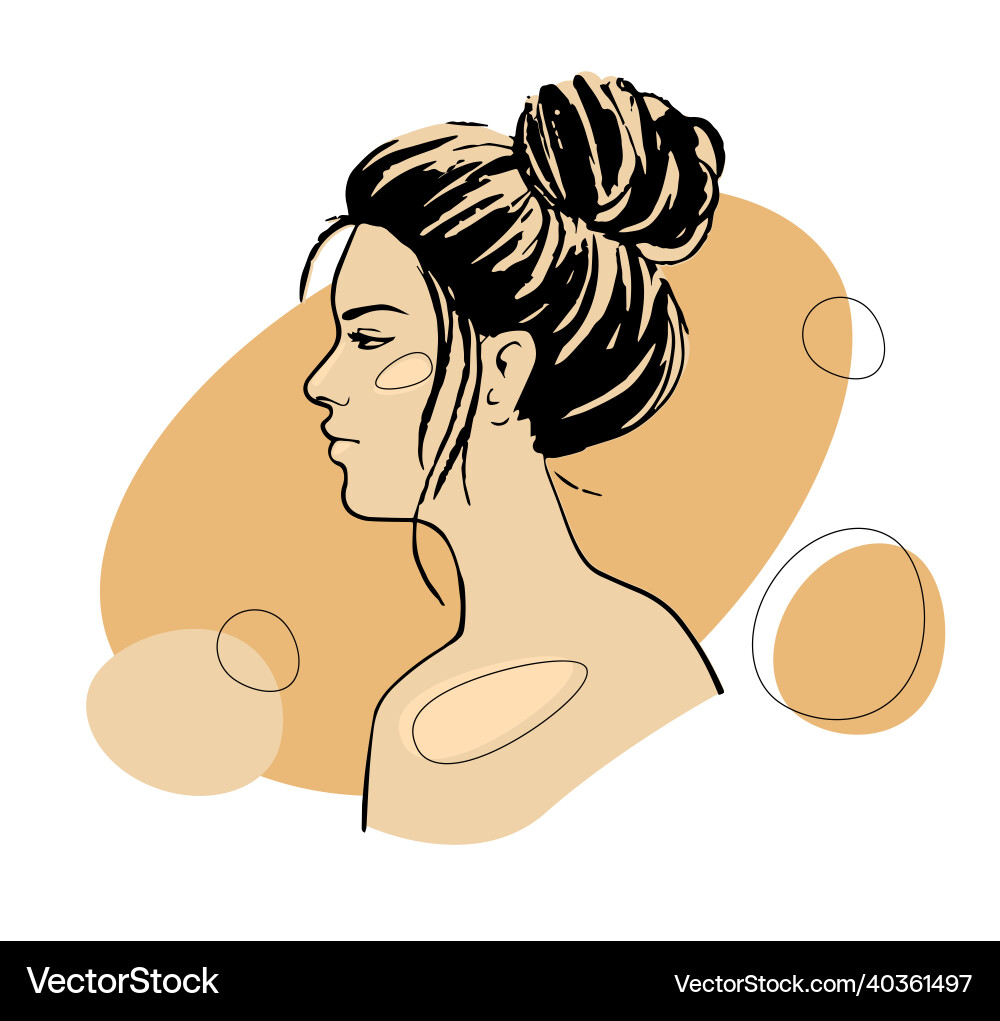 Schöne junge Frau Gesichtsprofil mit messy bun Schöne junge Frau Gesichtsprofil mit messy bun vektorbild