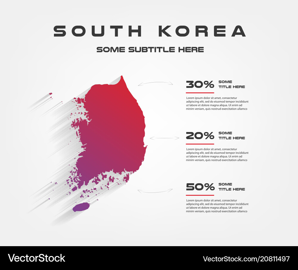 South korea percentage infographics 50 30 20 South korea percentage infographics 50 30 20 vector image