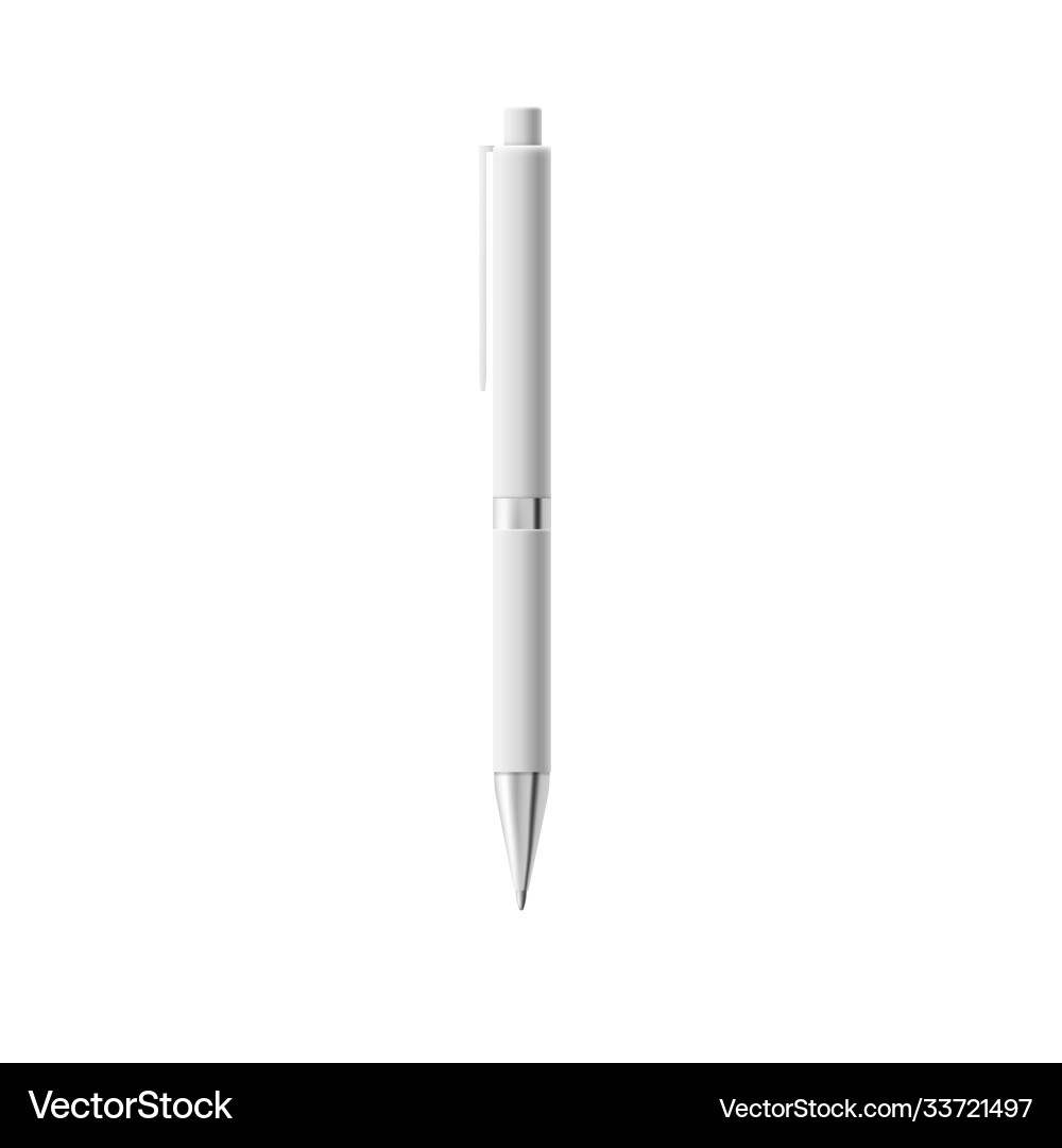 White automatic pen with button template realistic vector image