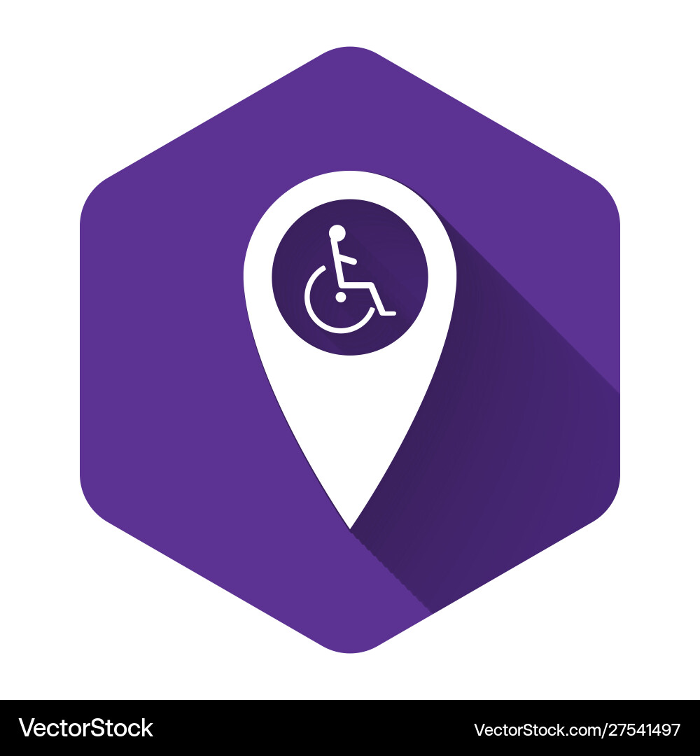 White disabled handicap in map pointer icon White disabled handicap in map pointer icon vector image