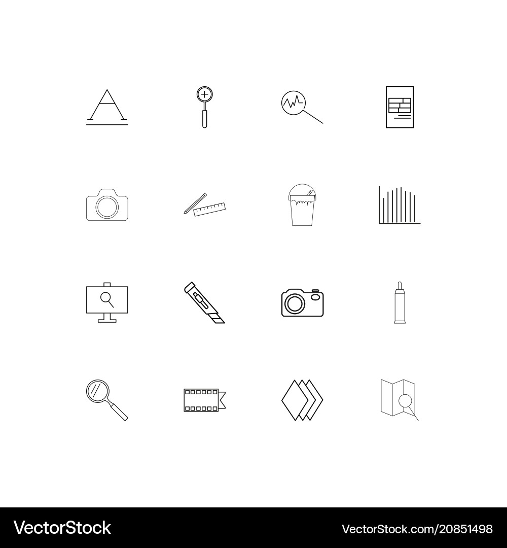 Creative process and design linear thin icons set Vector Image