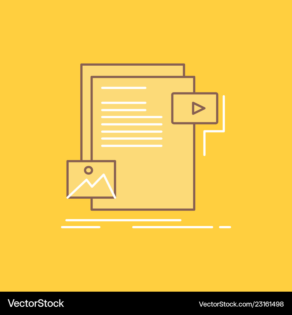 Data document file media website flat line filled Vector Image