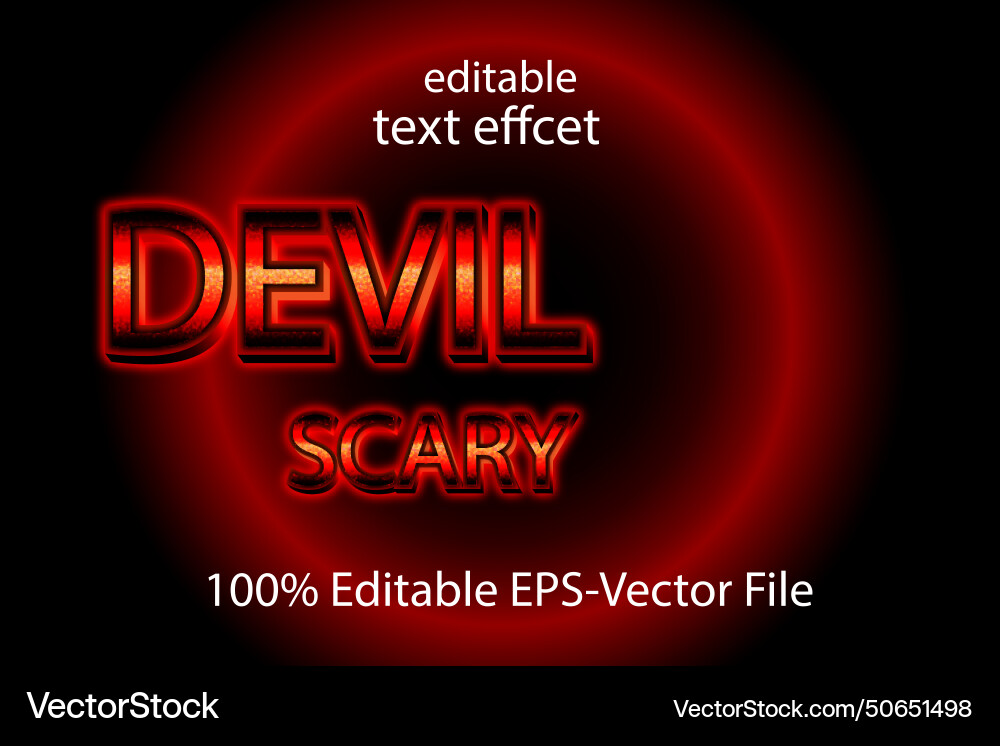 Editable text effect devil scary 3d gradient style Vector Image