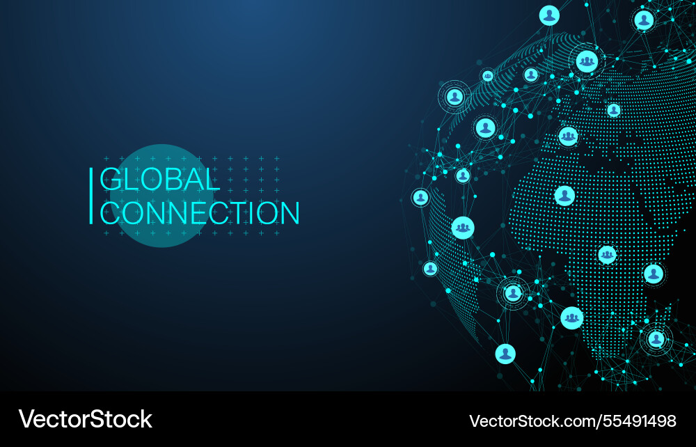 Global network connection banner design template Global network connection banner design template vector image