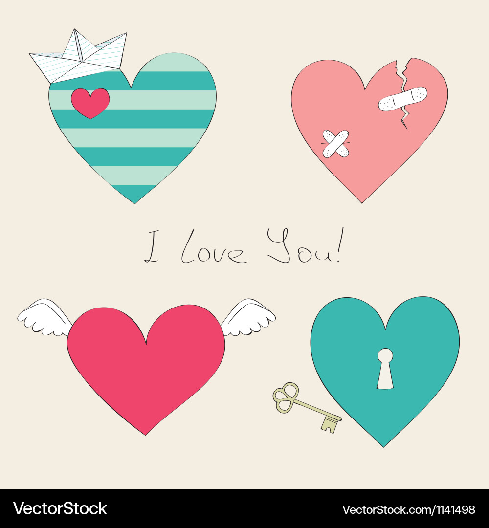 Heart set Royalty Free Vector Image - VectorStock