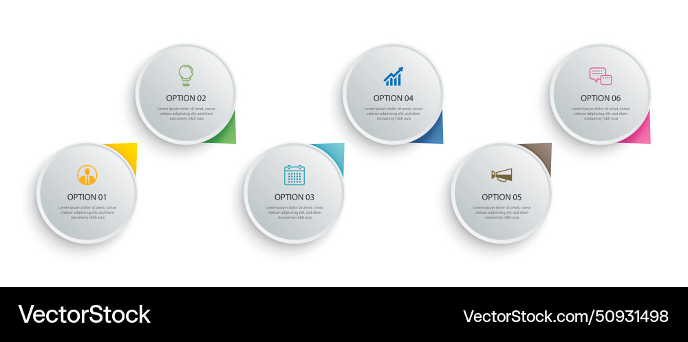 Infographics circle timeline with 6 number data vector image