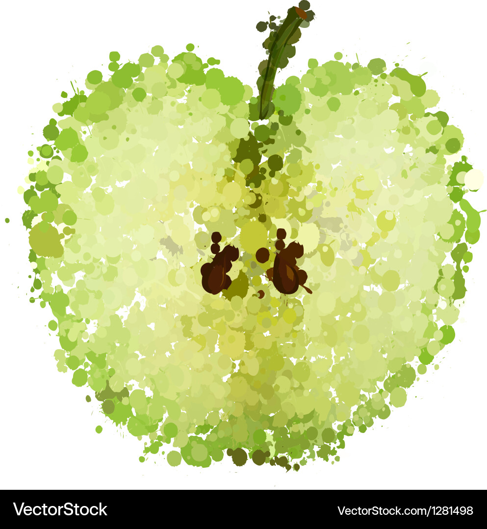 Isolated Green Apple with Blot Pattern Vector Image