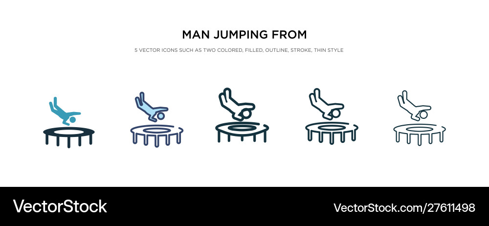 Man jumping from a trampoline icon in different Vector Image