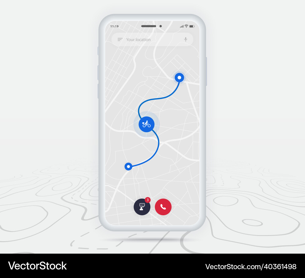 Map gps navigation ux ui concept smartphone Map gps navigation ux ui concept smartphone vector image