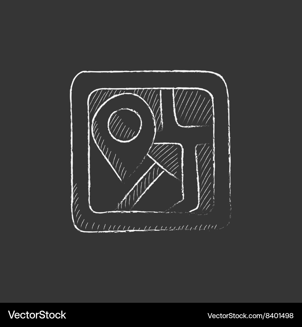 Map with pointer drawn in chalk icon vector image