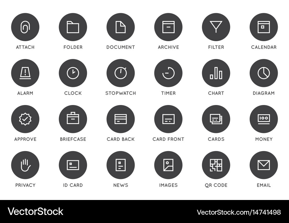 Modern UI Icon Set - Minimal Line Icons Vector Image