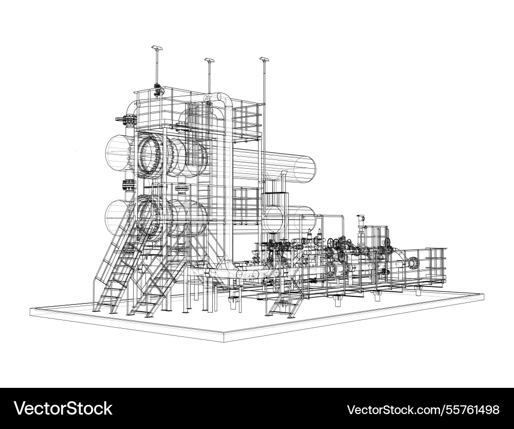 Petroleum heater exchanger rendering of 3d Petroleum heater exchanger rendering of 3d vector image