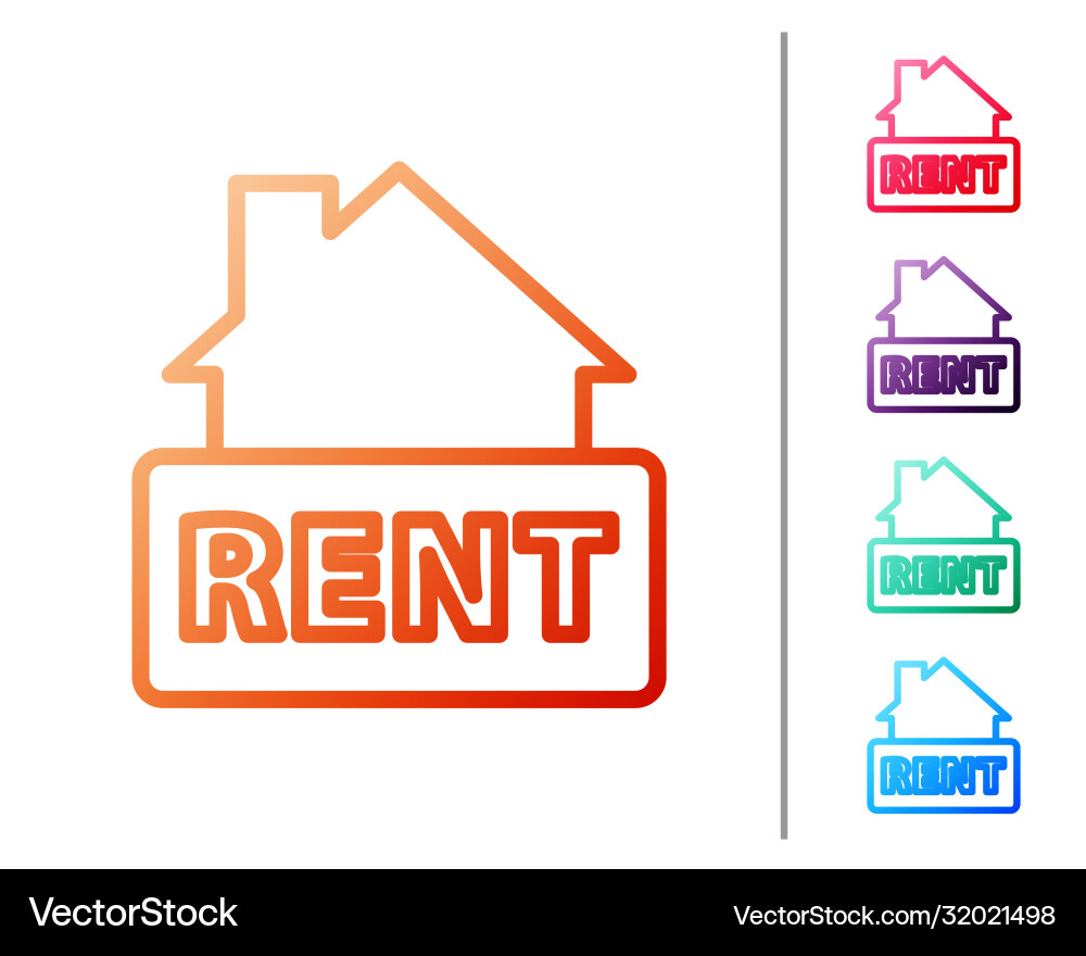 Red line hanging sign with text rent icon isolated Red line hanging sign with text rent icon isolated vector image