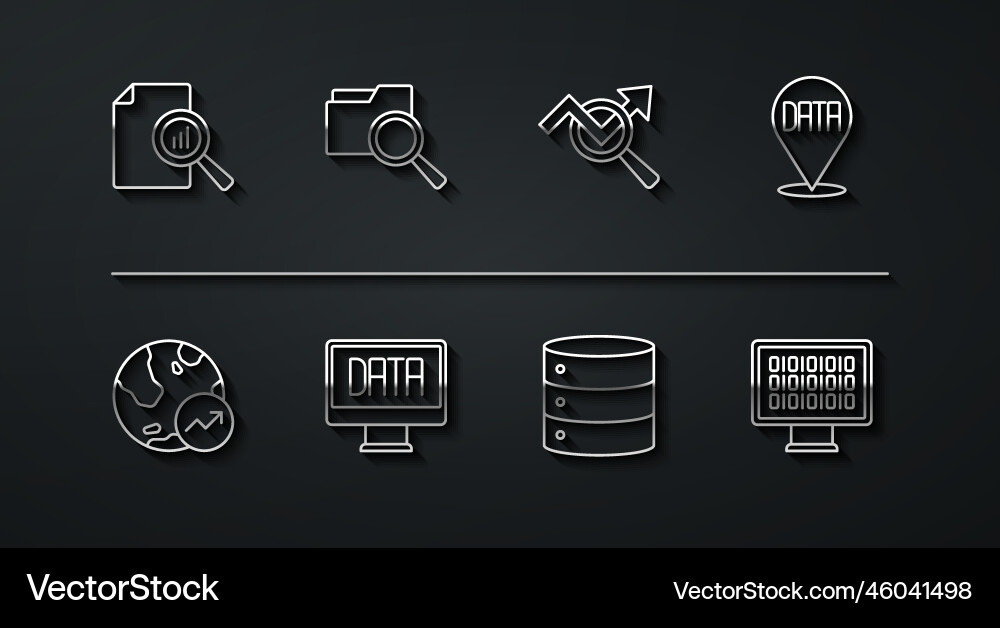 Set line document with graph chart financial Set line document with graph chart financial vector image