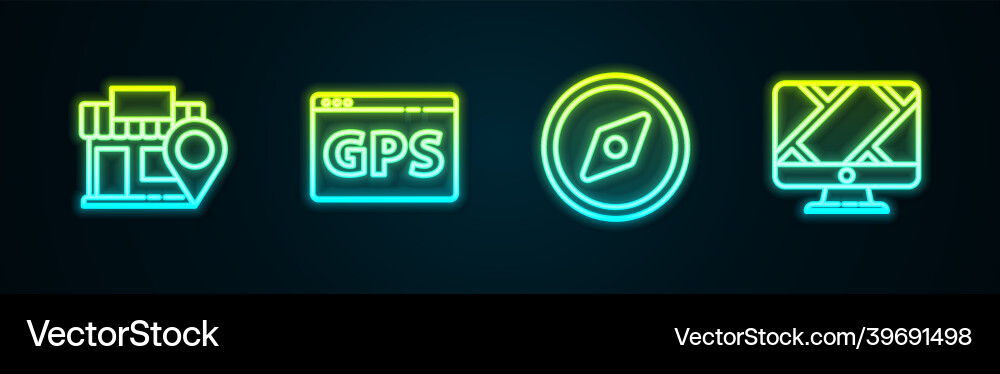Set line location with store gps device map Set line location with store gps device map Vector Image