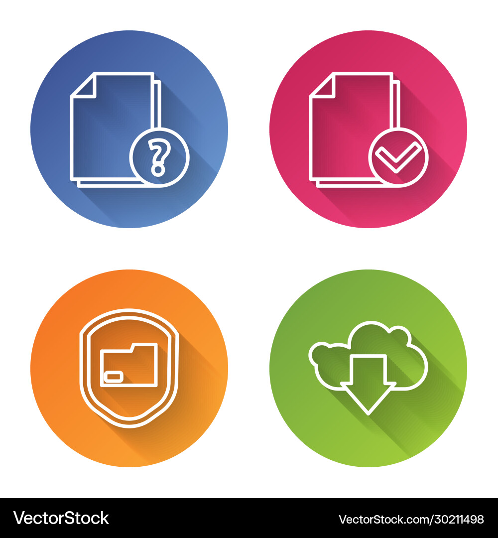 Set line unknown document and check mark Set line unknown document and check mark vector image