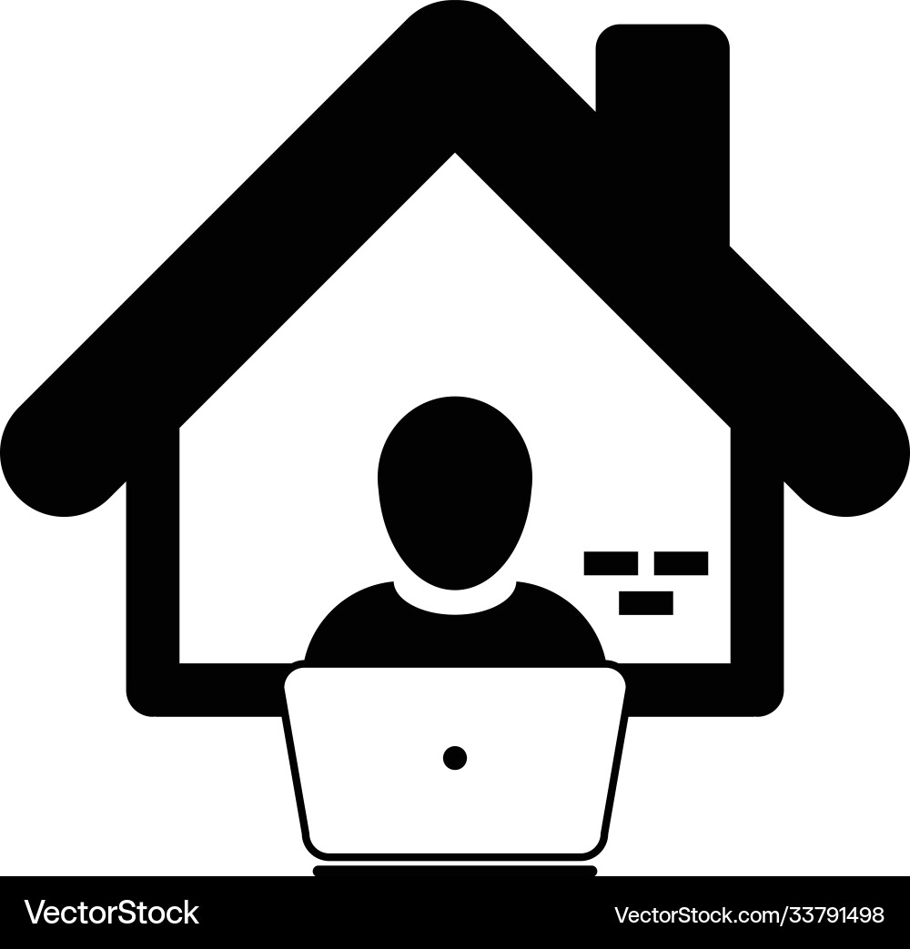User icon working from home with laptop computer User icon working from home with laptop computer Vector Image