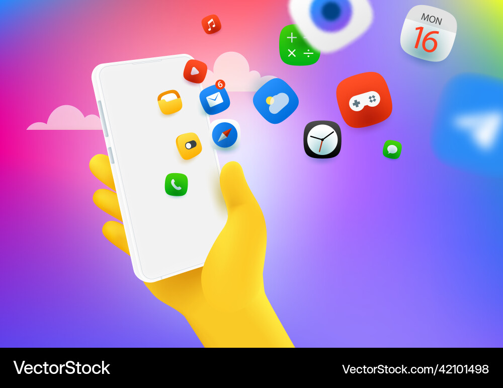 Using mobile applications via modern smartphone Vector Image