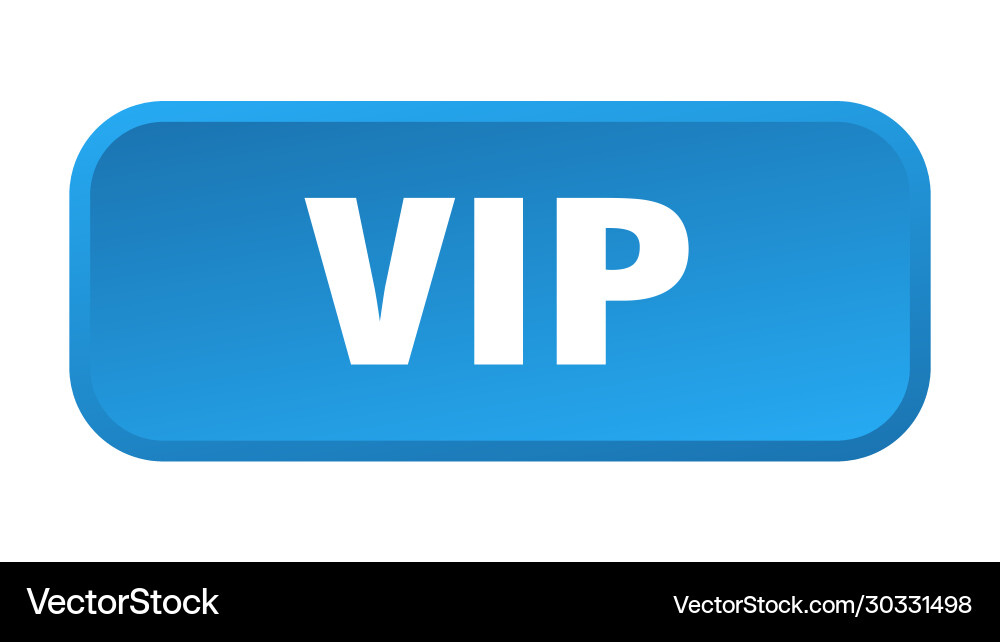 Vip button square 3d push vector image