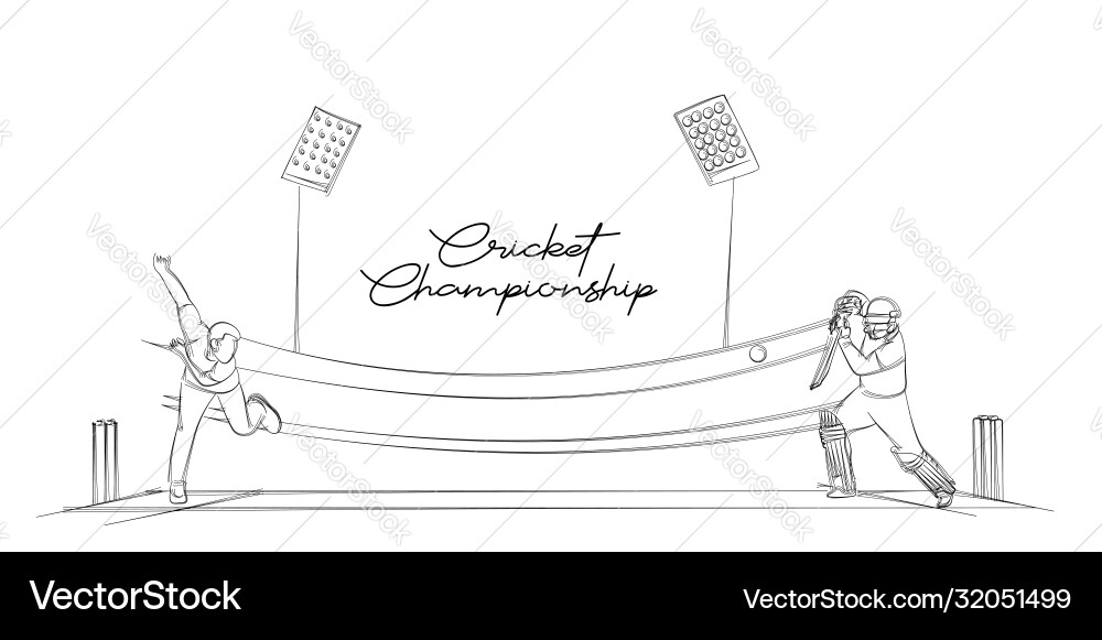 Abstract colorful pattern with batsman and bowler Vector Image