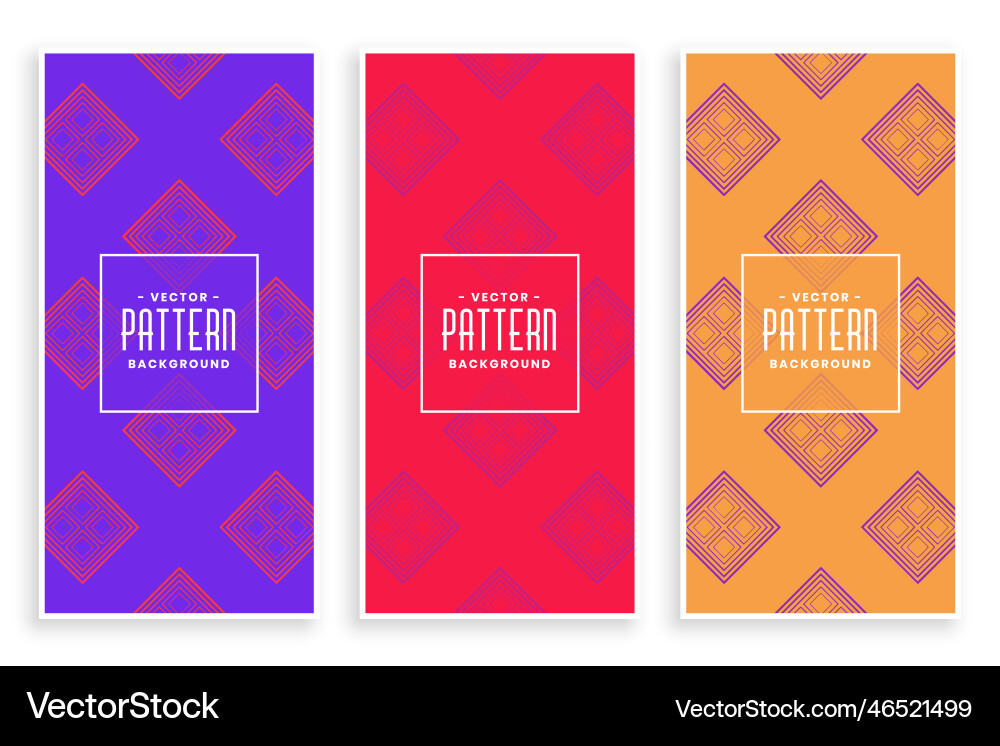 Abstract geometric rhombus shape line pattern set vector image