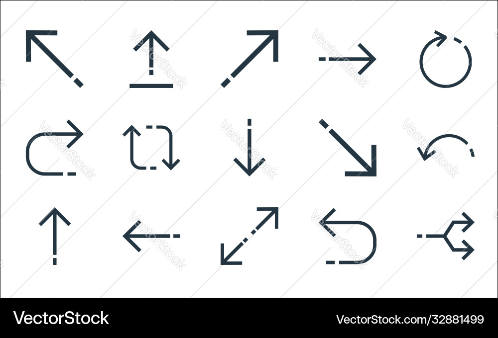 Arrows line icons linear set quality Arrows line icons linear set quality vector image