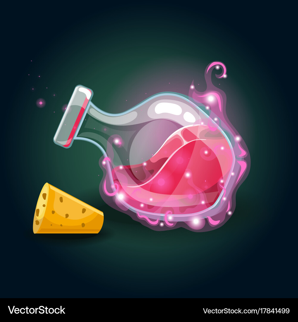Bottle with magic smog and elixir vector image