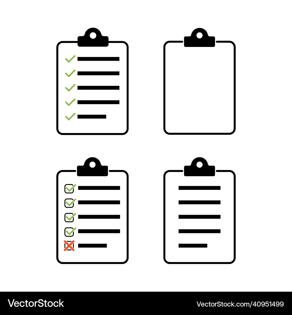 Check list checklist set flat web icon isolated Check list checklist set flat web icon isolated Vector Image