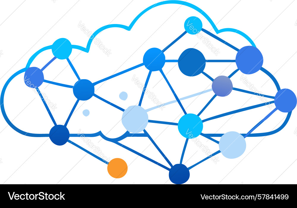 Cloud brain network ai and neural computing vector image