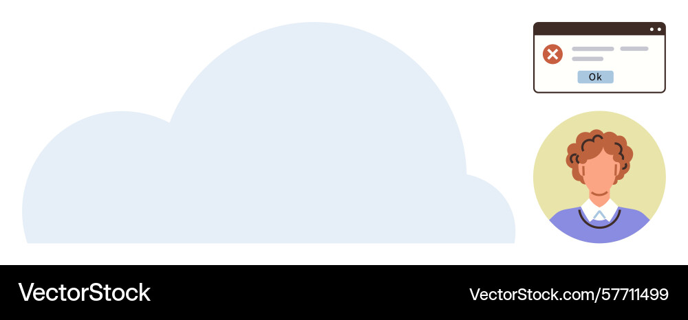 Cloud computing error with user notification and Cloud computing error with user notification and vector image