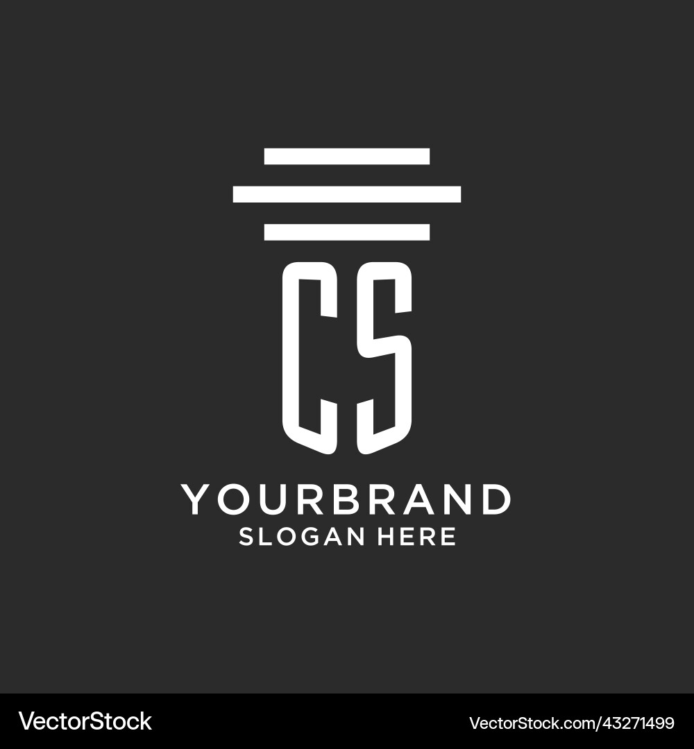 Cs initials with simple pillar logo design Cs initials with simple pillar logo design Vector Image