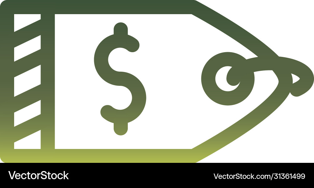Dollar inside label gradient style icon vector image