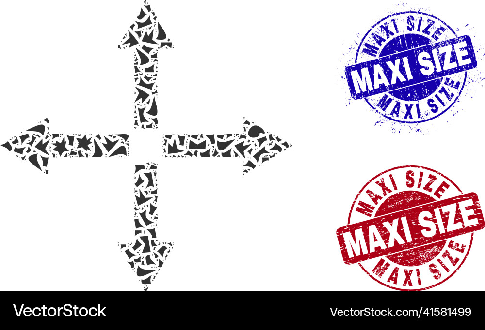 Expand arrows mosaic of shards with maxi size Expand arrows mosaic of shards with maxi size vector image